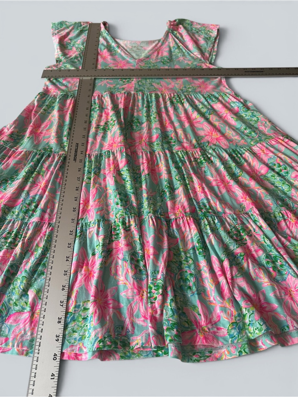 Lilly Pulitzer Women's KAWAI Flutter Sleeve Dress Surf Blue So Shellegant XL - Picture 7 of 9